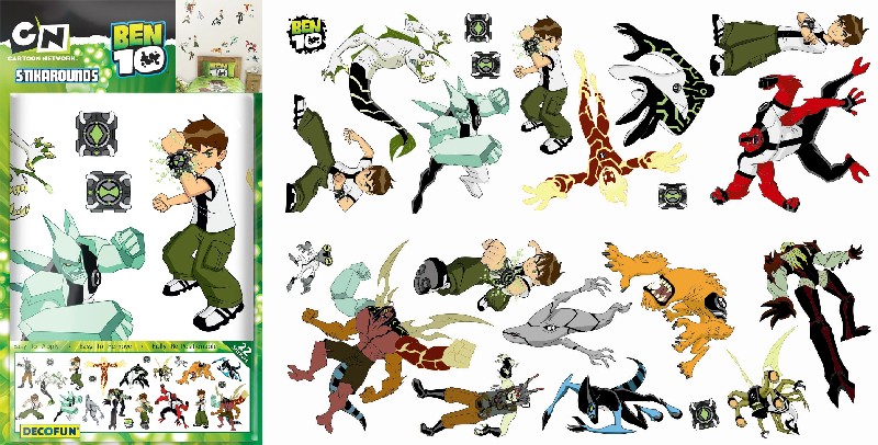 28 ADESIVI da MURO BEN 10 ...STICKERS dei personaggi